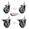 Service Caster 4 Inch Gray Polyurethane 12 Inch Threaded Stem Caster Set 2 Brakes SCC SCC-TS20S414-PPUB-121315-2-PLB-2 - alternate 5